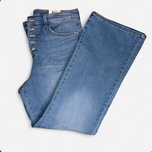High-Rise Button-Fly Wide Leg Jeans - 14P Blue